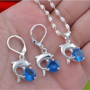 Cute Sterling Silver Dolphin Jewelry Set